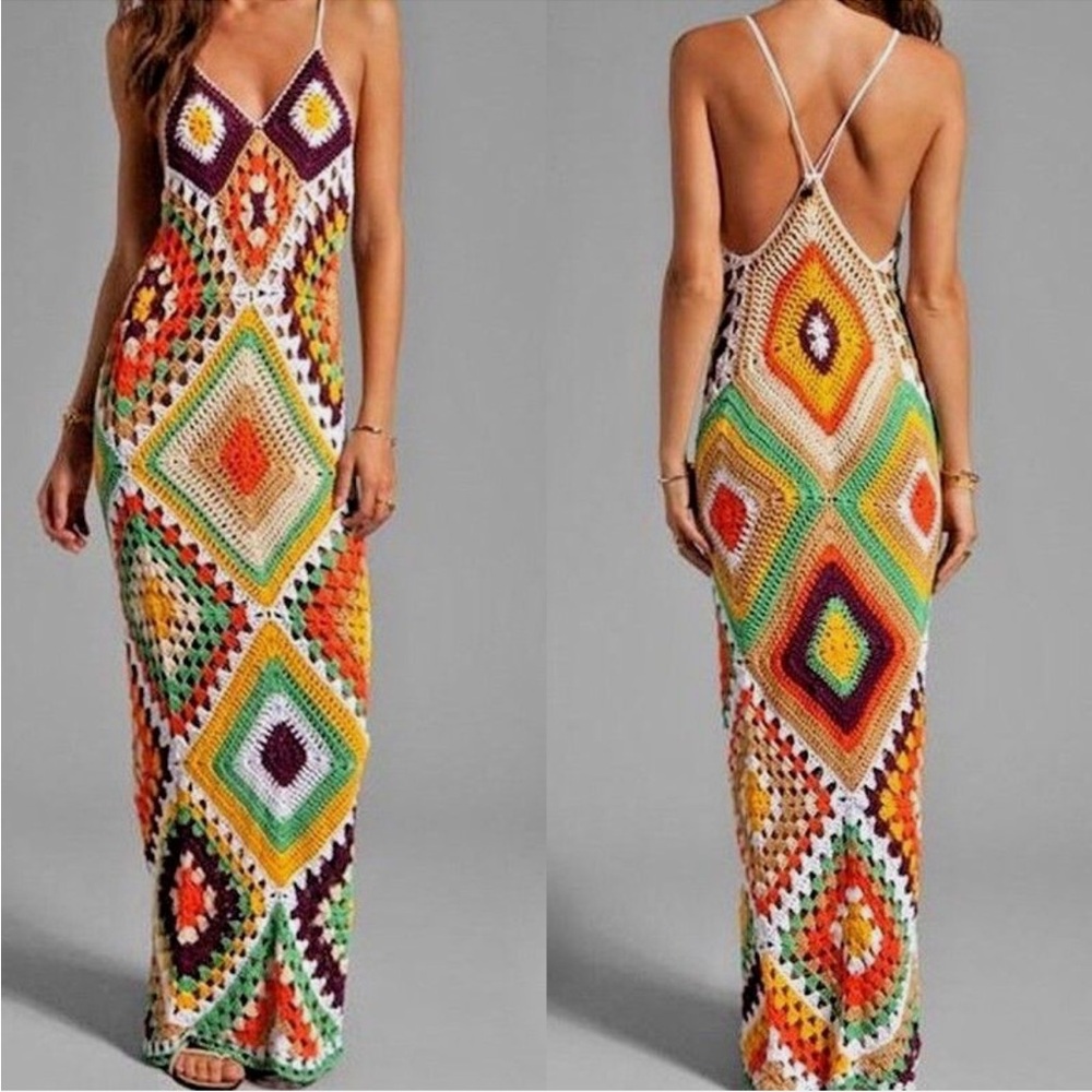 Colorful Crochet Maxi Dress